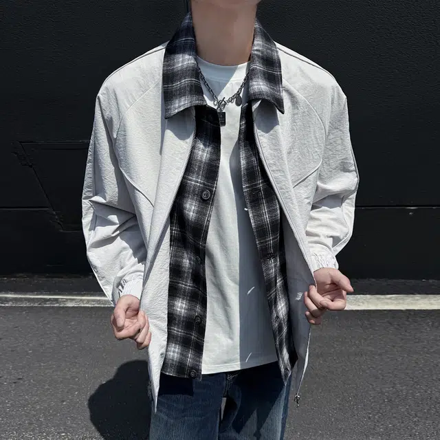 稻草人 美式复古简约假两件撞色设计宽松休闲百搭基础纯色潮流时尚个性舒适学院风拉链翻领飞行夹克外套 男女同款
