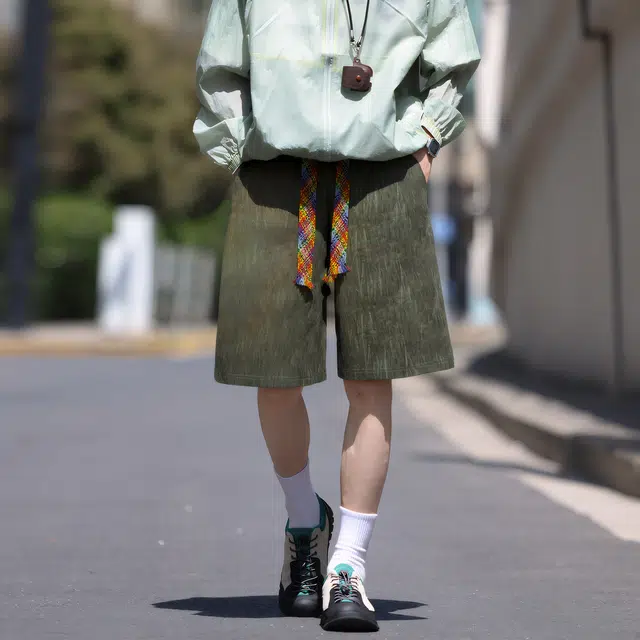 稻草人 美式高街复古简约透气舒适宽松百搭五分运动休闲短裤 男女同款