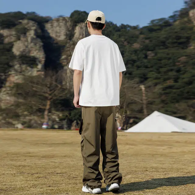 稻草人 美式高街简约基础款纯色户外跑步运动透气休闲宽松舒适百搭短袖短裤健身套装 男女同款