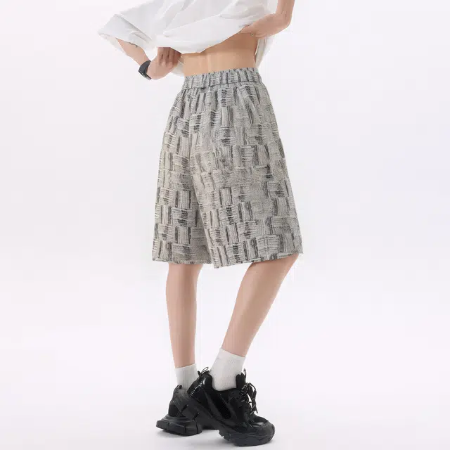 稻草人 满印中腰系带透气百搭宽松休闲短裤 男女同款