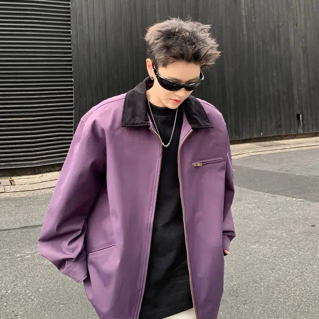 稻草人 纯色翻领百搭宽松休闲夹克外套 男女同款 卡其色