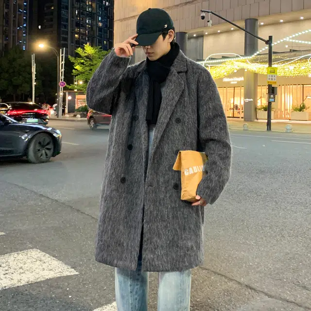 稻草人 美式复古英伦风双排扣简约基础款直筒外套潮流韩系高级感痞帅中长款大衣 男女同款