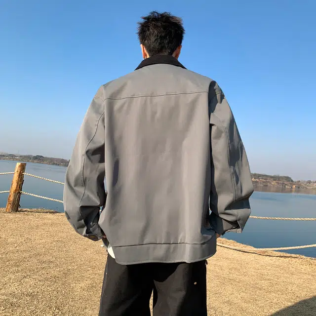 稻草人 纯色翻领百搭宽松休闲夹克外套 男女同款 卡其色