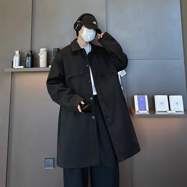 稻草人 法式慵懒风简约纯色铆钉高级感设计中长款不过膝防风保暖风衣美式复古街头潮牌文艺风百搭单排扣工装夹克外套 男女同款