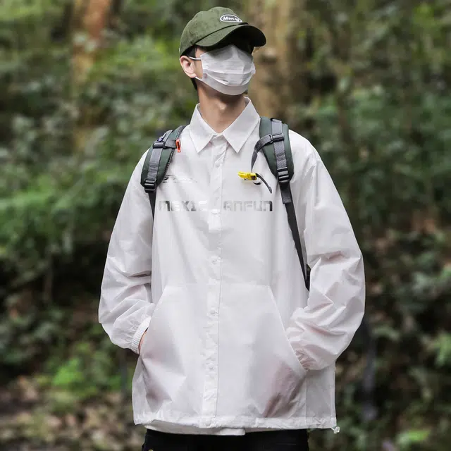 稻草人 户外山系远足防紫外线轻薄透气冰丝速干翻领单排扣外套宽松休闲骑行登山防晒服 男女同款