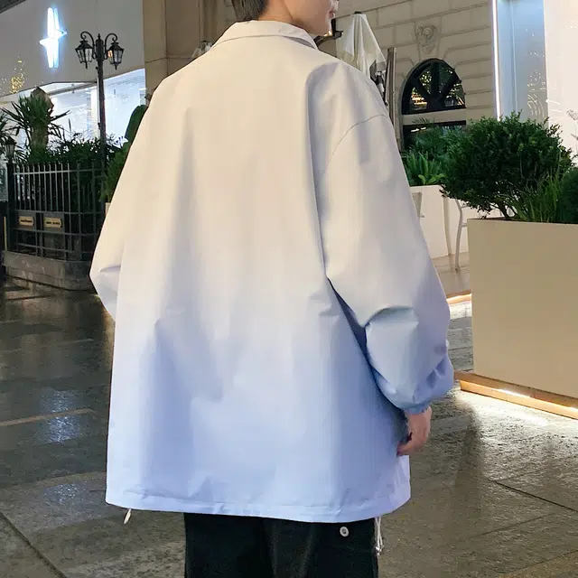 稻草人 双面穿美式渐变简约基础拉链工装运动服宽松休闲户外跑步夹克外套 男女同款