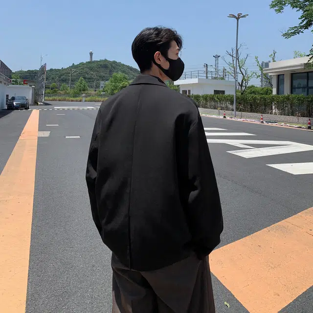 稻草人 美式高街基础款纯色垫肩外套高级感日常百搭休闲宽松潮流落肩长袖单排扣轻奢西装 男女同款