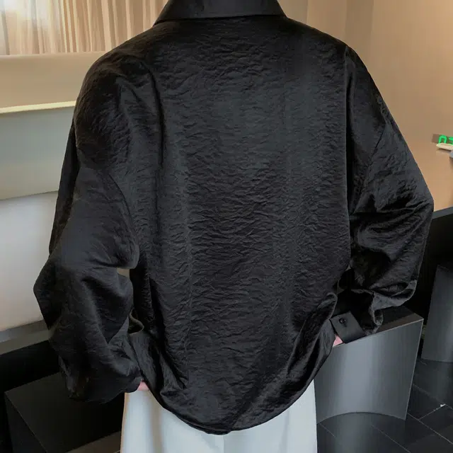 稻草人 简约纯色百搭落肩翻领休闲开衫长袖衬衫 男女同款