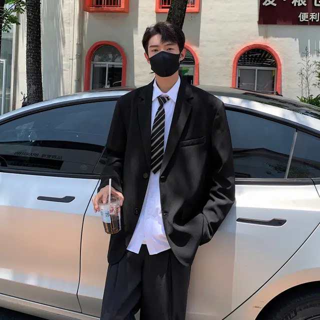 稻草人 美式高街创意满天星基础款纯色垫肩外套高级感日常百搭休闲宽松潮流落肩长袖单排扣轻奢西装  男女同款