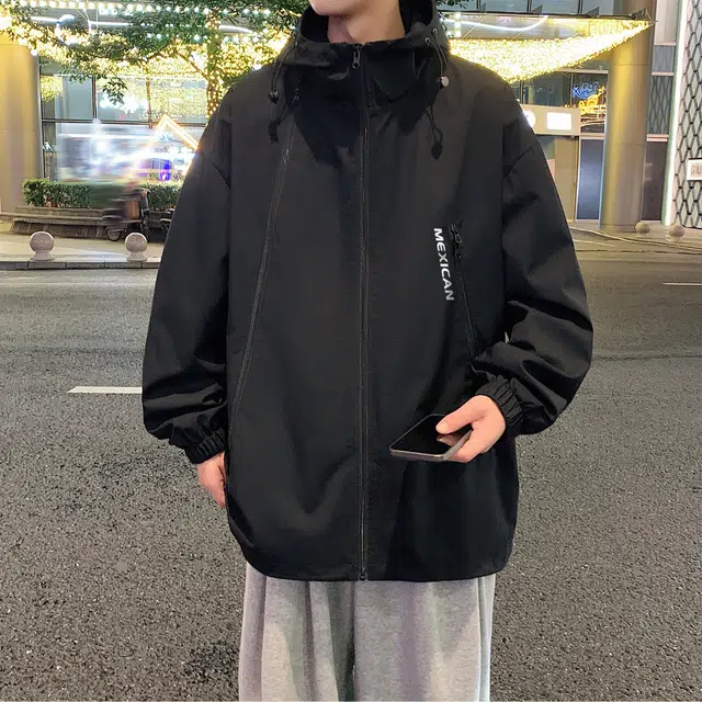稻草人 山系户外渐变色双拉链无性别主义城市机能风防水防风工装机车服宽松休闲连帽冲锋衣夹克外套 男女同款