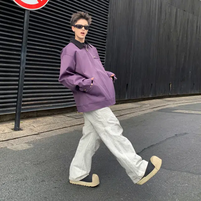 稻草人 纯色翻领百搭宽松休闲夹克外套 男女同款 卡其色