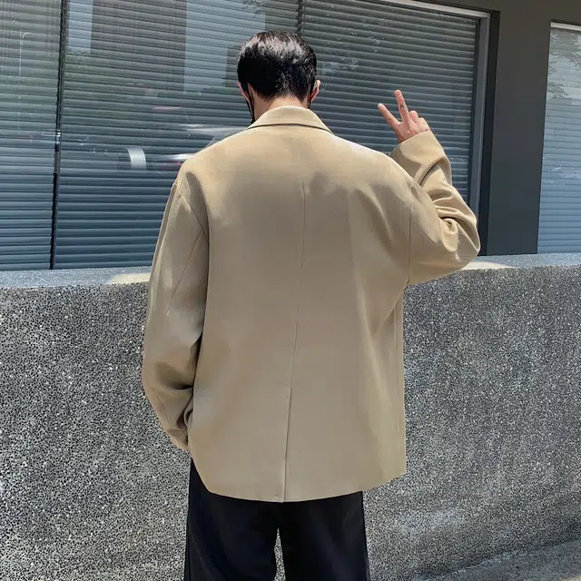 稻草人 美式高街基础款纯色垫肩外套高级感日常百搭休闲宽松潮流落肩长袖单排扣轻奢西装 男女同款