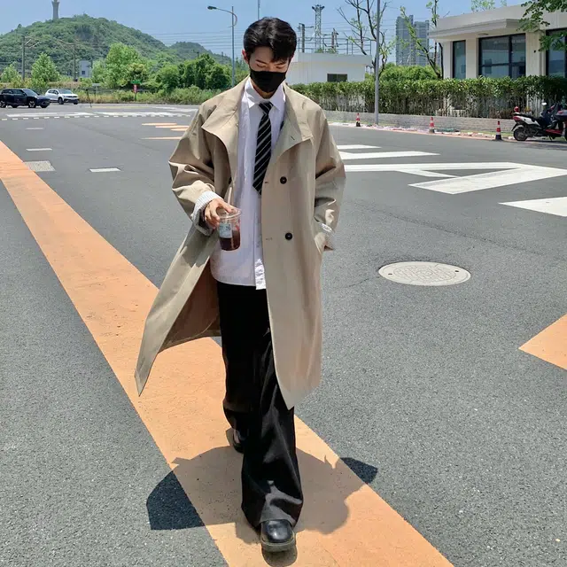 稻草人 日系复古学院风经典款双排扣中长款立领可拆卸腰带收腰慵懒风设计休闲风衣 男女同款