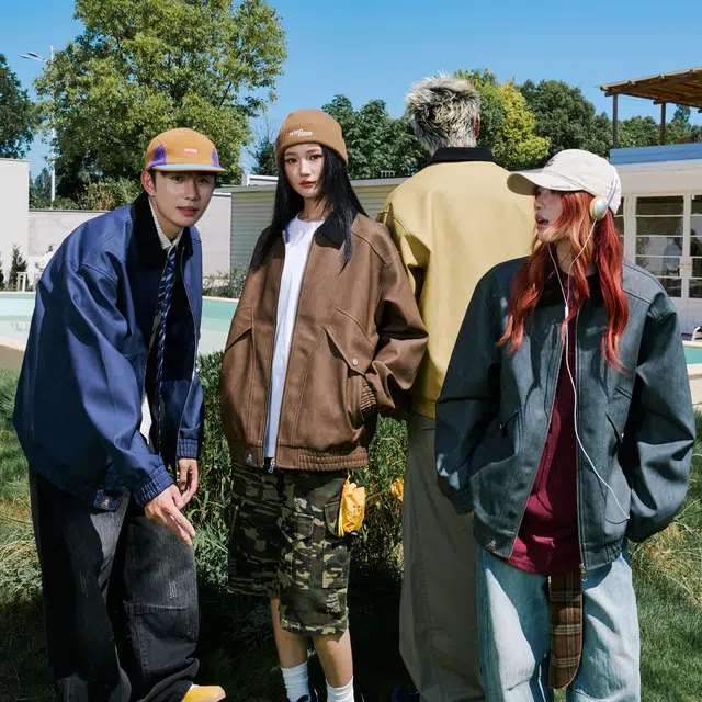 稻草人 美式复古拼接基础翻领撞色无性别宽松休闲百搭时尚美拉德户外通勤飞行夹克外套 男女同款