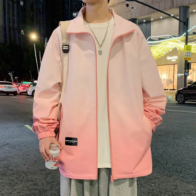 稻草人 双面穿美式渐变简约基础拉链工装运动服宽松休闲户外跑步夹克外套 男女同款