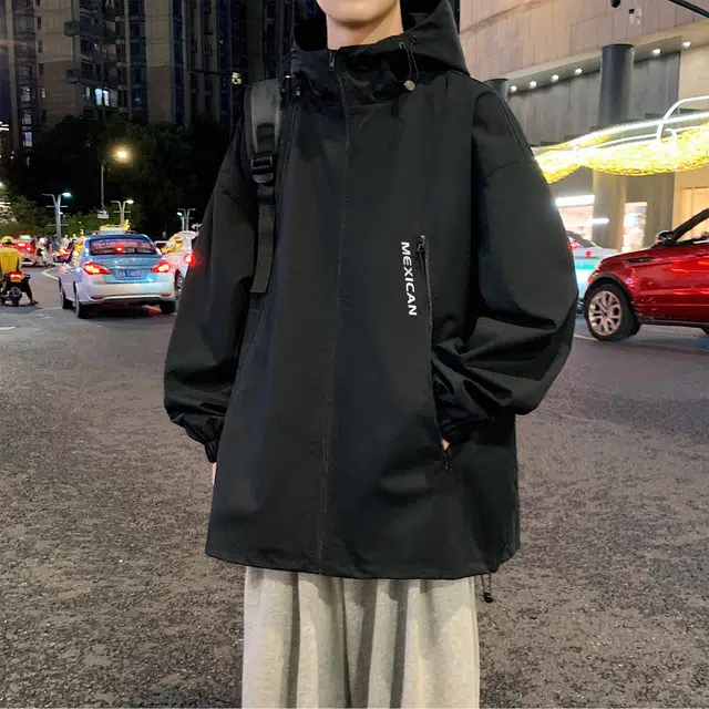 稻草人 山系户外渐变色双拉链无性别主义城市机能风防水防风工装机车服宽松休闲连帽冲锋衣夹克外套 男女同款