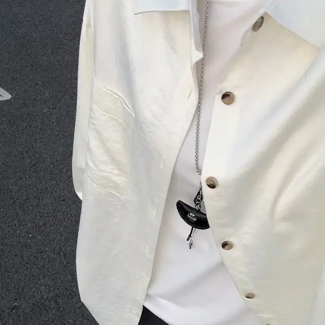 稻草人 简约纯色百搭落肩翻领休闲开衫长袖衬衫 男女同款