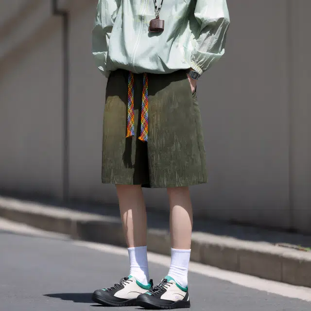 稻草人 美式高街复古简约透气舒适宽松百搭五分运动休闲短裤 男女同款