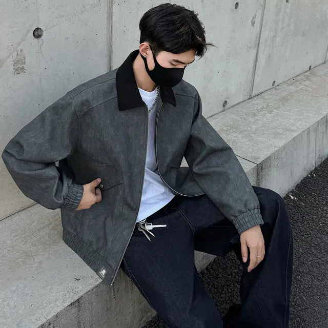 稻草人 美式复古拼接基础翻领撞色无性别宽松休闲百搭时尚美拉德户外通勤飞行夹克外套 男女同款