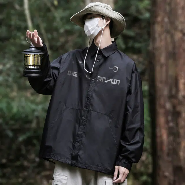 稻草人 户外山系远足防紫外线轻薄透气冰丝速干翻领单排扣外套宽松休闲骑行登山防晒服 男女同款