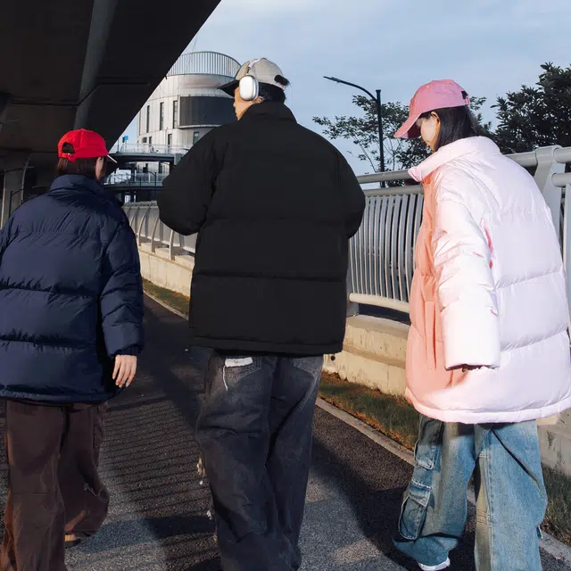 稻草人 印花基础立领休闲宽松简约防风防寒户外保暖面包棉服 男女同款