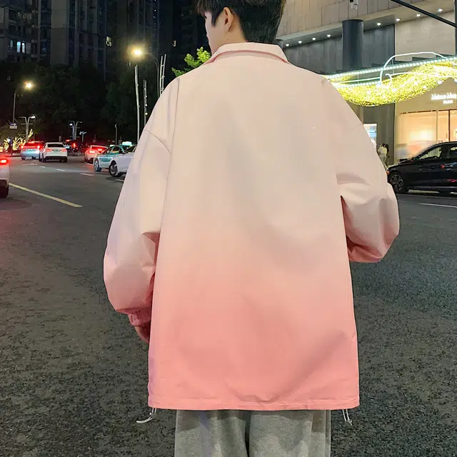 稻草人 双面穿美式渐变简约基础拉链工装运动服宽松休闲户外跑步夹克外套 男女同款