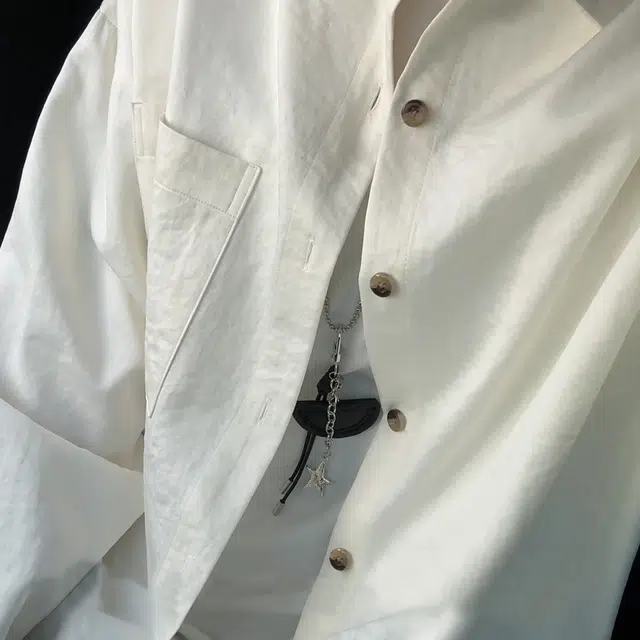 稻草人 简约纯色百搭落肩翻领休闲开衫长袖衬衫 男女同款
