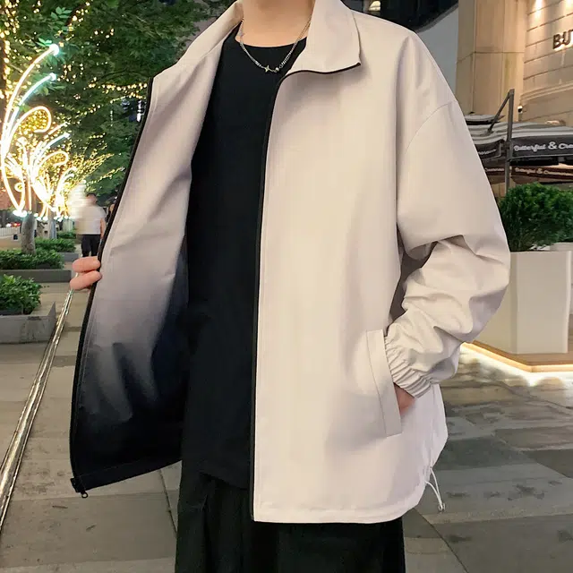 稻草人 双面穿美式渐变简约基础拉链工装运动服宽松休闲户外跑步夹克外套 男女同款