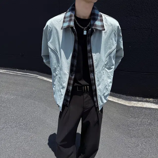 稻草人 美式复古简约假两件撞色设计宽松休闲百搭基础纯色潮流时尚个性舒适学院风拉链翻领飞行夹克外套 男女同款