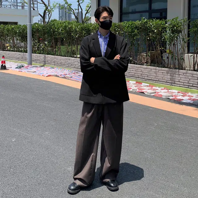 稻草人 美式高街基础款纯色垫肩外套高级感日常百搭休闲宽松潮流落肩长袖单排扣轻奢西装 男女同款