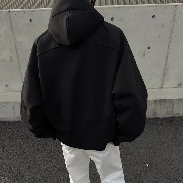 悍戈 美式复古高街风宽松半拉链设计休闲百搭学院风简约氛围感连帽拼接纯色潮流长袖时尚卫衣 男女同款
