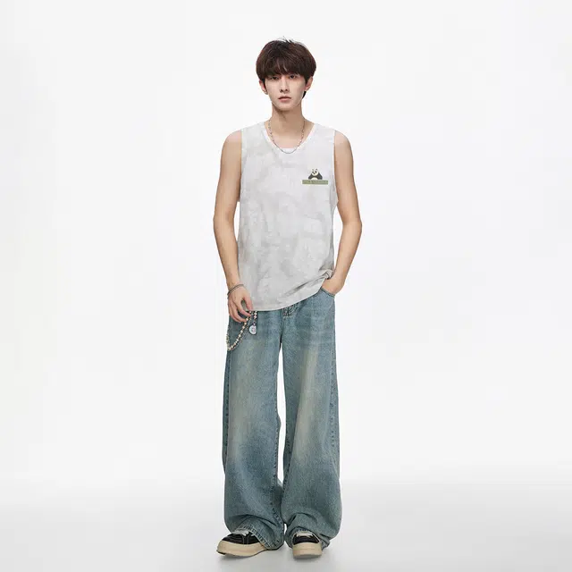 功夫熊猫 美式高街复古潮流时尚时髦舒适背心 男女同款