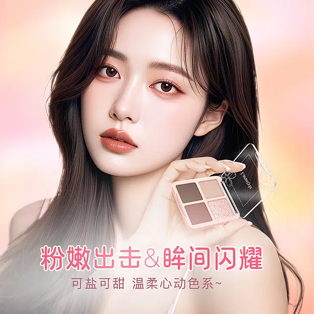 拉雅时代 四色眼影 哑光易上色细闪 粉质细腻不飞粉 新手通勤妆