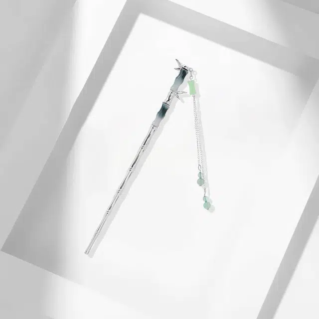 牧言 国潮复古新中式简约小众设计高级感 光面立体节节高升流苏圆珠旗袍汉服步摇盘发发饰 发簪 女款