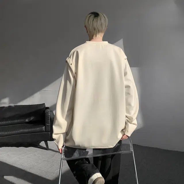 冰飞 日系复古高级感袖子可拆卸两穿舒适套头内搭上衣服潮牌潮流高街痞帅重磅垂感圆领卫衣 男女同款