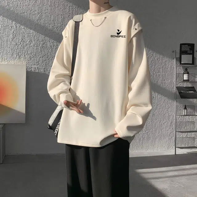 冰飞 日系复古高级感袖子可拆卸两穿舒适套头内搭上衣服潮牌潮流高街痞帅重磅垂感圆领卫衣 男女同款