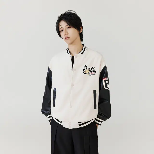冰飞   美式重磅飞行员夹克学院风宽松休闲经典设计感创意趣味字母日常户外通勤外套棒球服 男女同款
