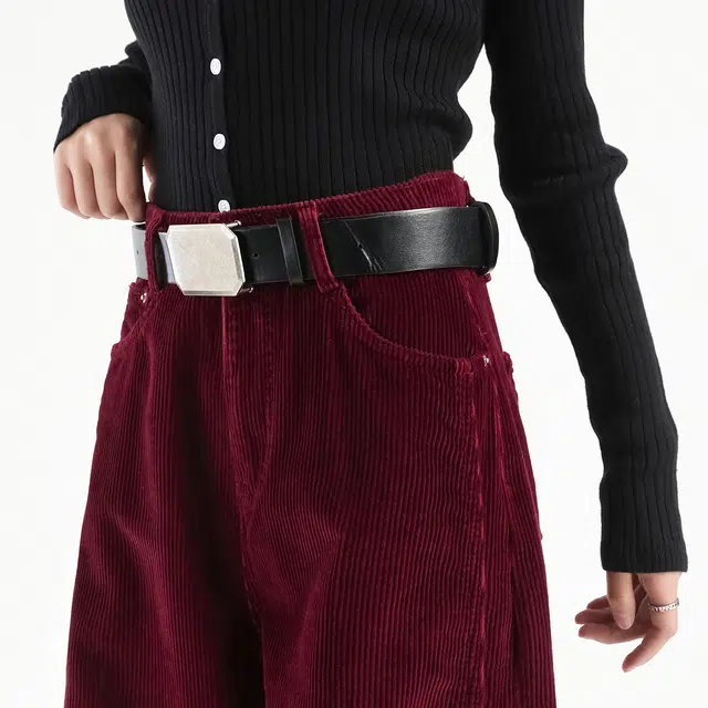 法文箱子 高腰宽松通勤休闲裤 女款 安哥拉红