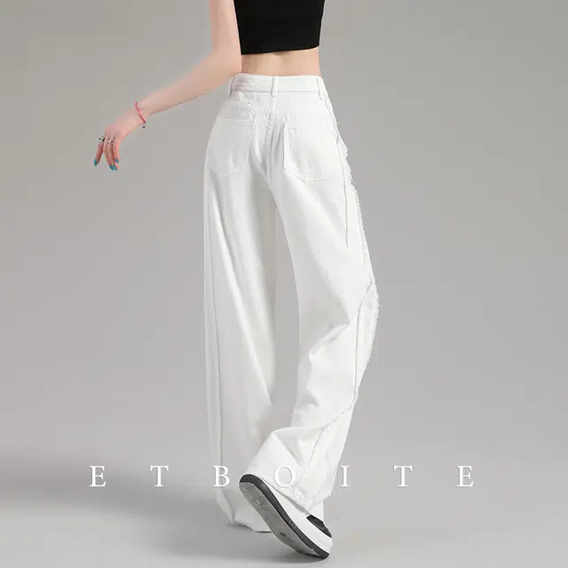 法文箱子 时尚设计简约感显瘦舒适阔腿牛仔裤 女款