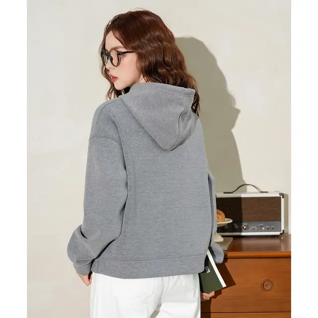 法文箱子 刺绣复古休闲长袖卫衣 女款 深花灰