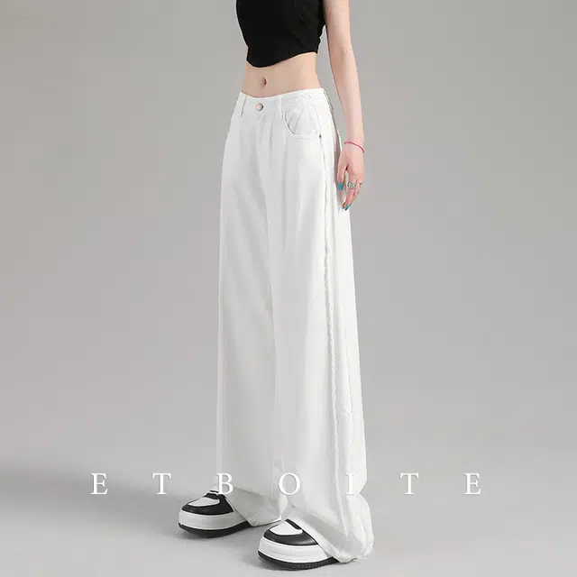 法文箱子 时尚设计简约感显瘦舒适阔腿牛仔裤 女款