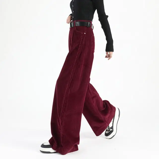 法文箱子 高腰宽松通勤休闲裤 女款 安哥拉红