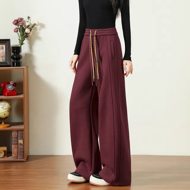 法文箱子 高腰百搭简约加绒休闲裤 女款