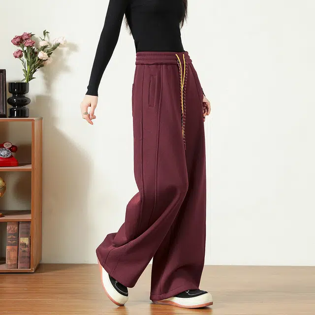 法文箱子 高腰百搭简约加绒休闲裤 女款