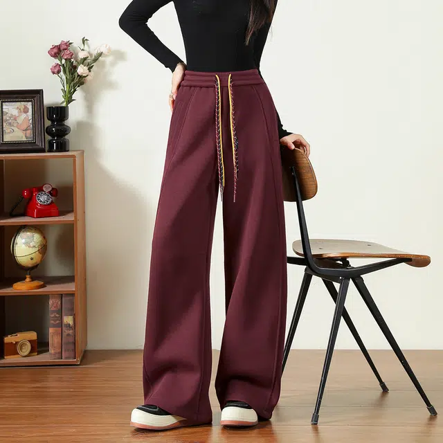 法文箱子 高腰百搭简约加绒休闲裤 女款