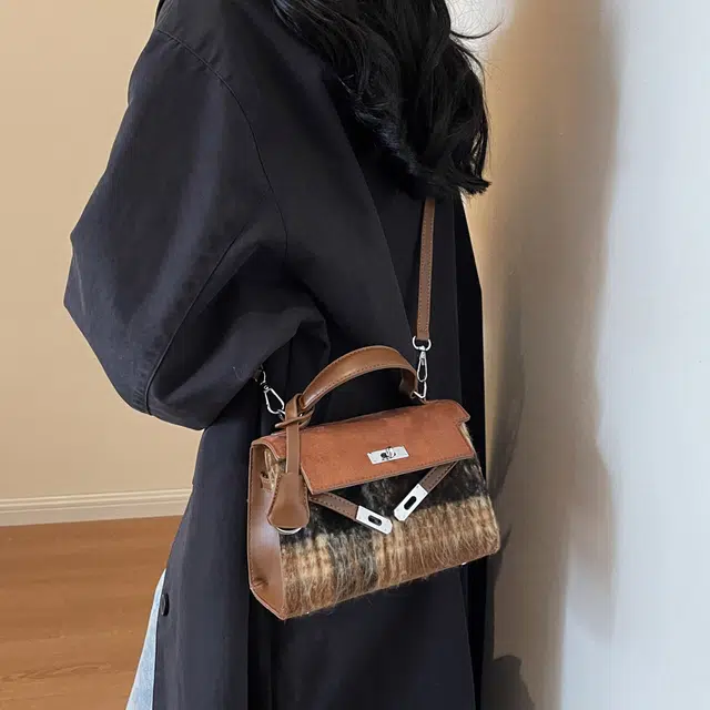 小众设计 尼子复古格子高颜值小包包女气质百搭斜挎包气质手提单肩包包 多色