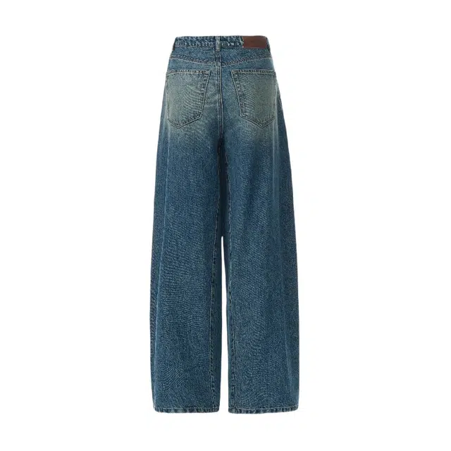 花蔓色 美式复古时尚做旧蓝阔腿女夏季水洗高腰抽绳设计宽松舒适休闲百搭直筒牛仔裤 女款