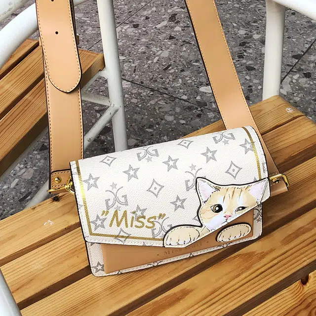 MISS GAIL Cat Print Crossbody Bag