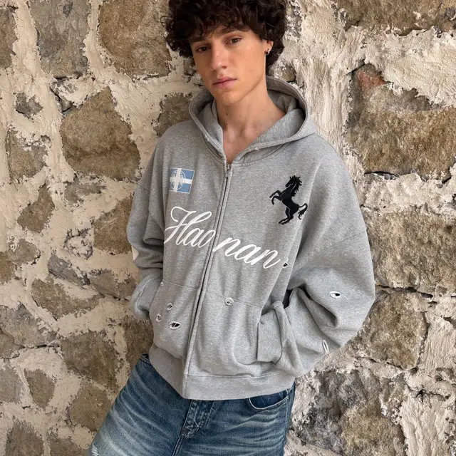 haonanhuang Green Label Horse Embroidery Hoodie