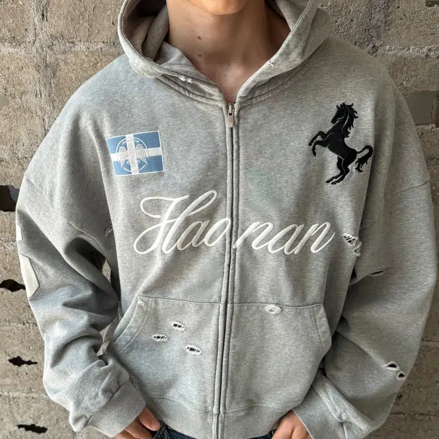 haonanhuang Green Label Horse Embroidery Hoodie